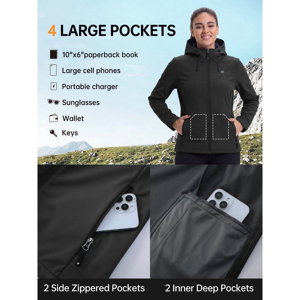 GEO-THERM women's softshell jacket pocket layout detail